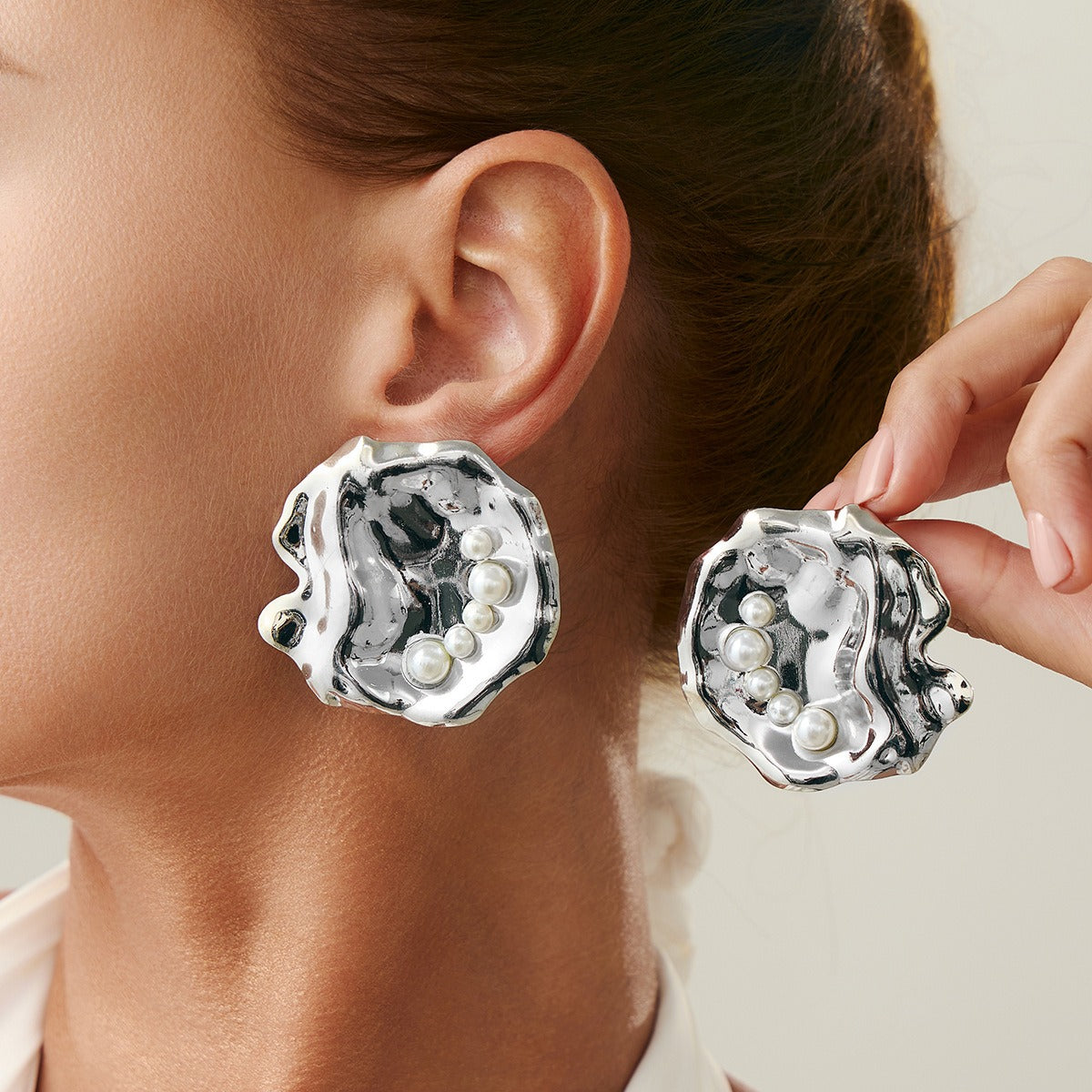 Metal Texture Glossy Geometric Earrings