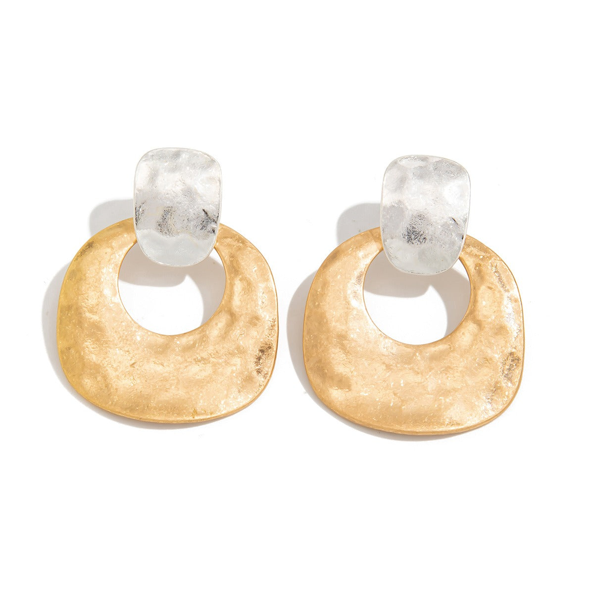 Metal Texture Glossy Geometric Earrings