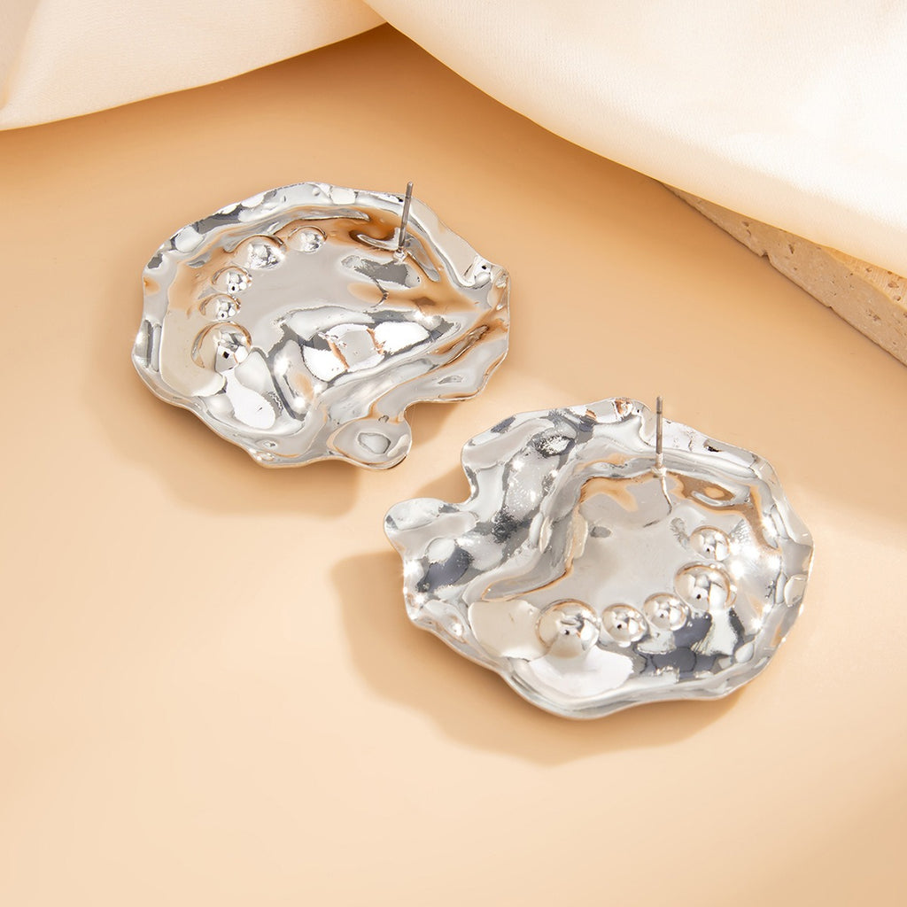 Metal Texture Glossy Geometric Earrings