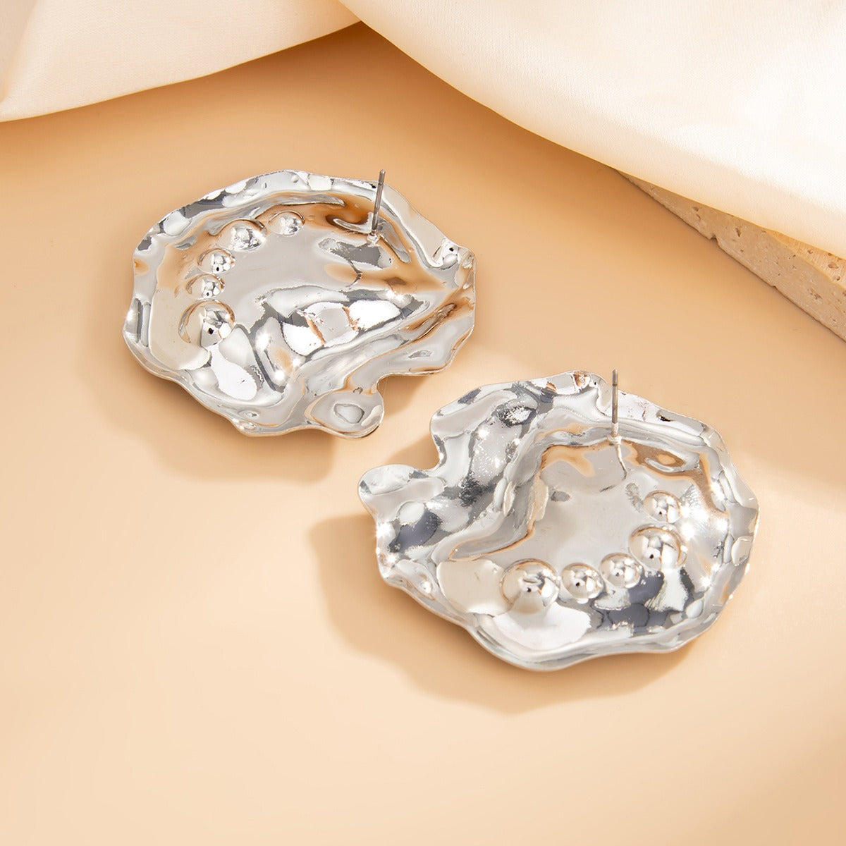 Metal Texture Glossy Geometric Earrings