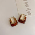 Geometric U-Shaped Acrylic Vintage Metal Earrings