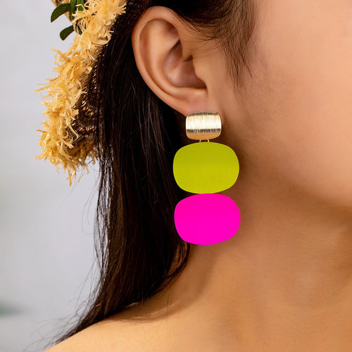Colorful Geometric Disc Earrings for Women