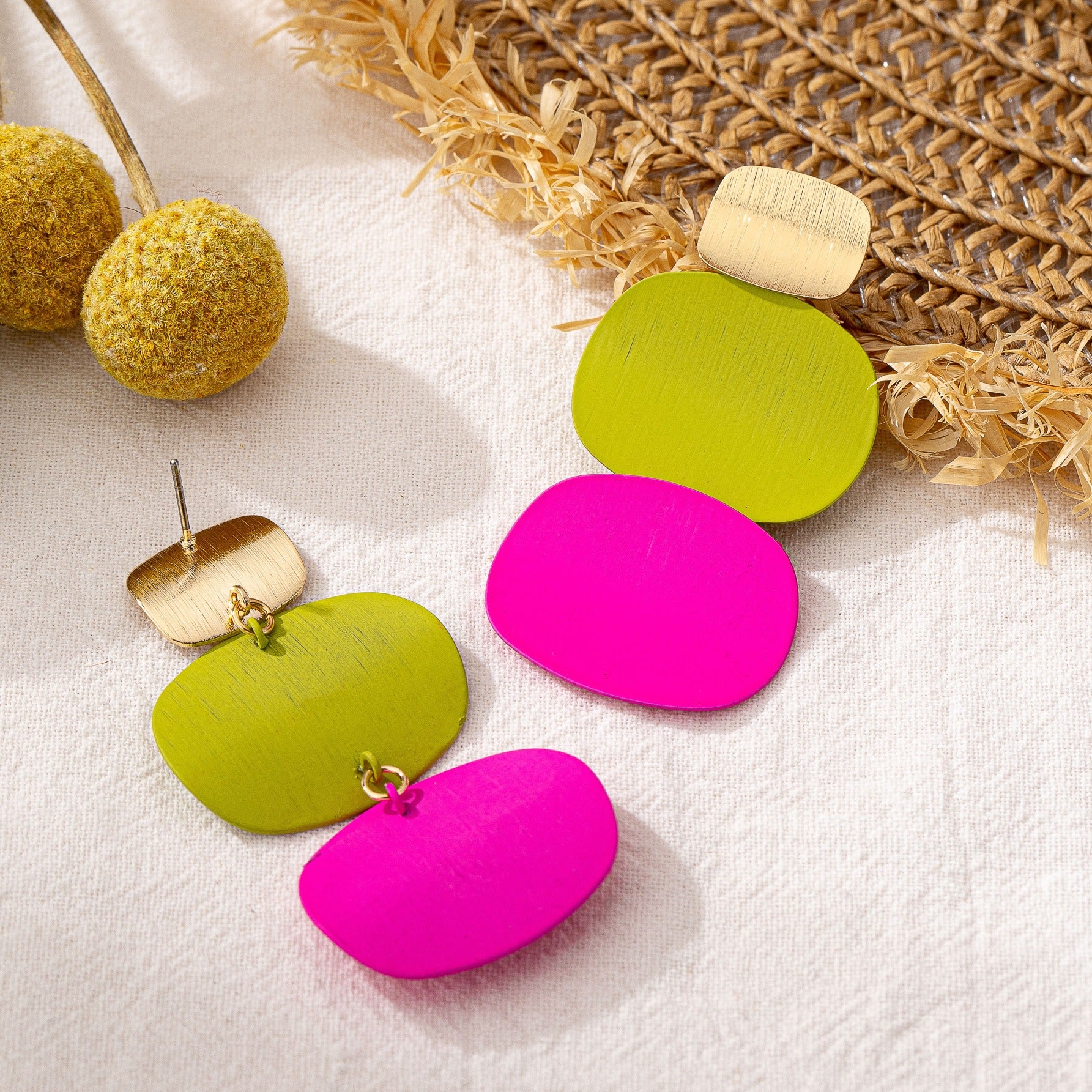 Colorful Geometric Disc Earrings for Women