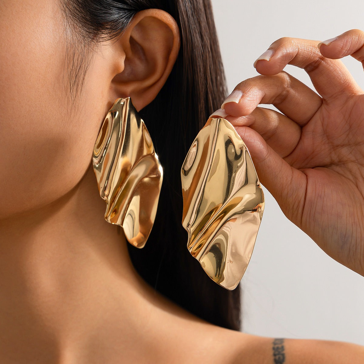 Metal Texture Glossy Geometric Earrings