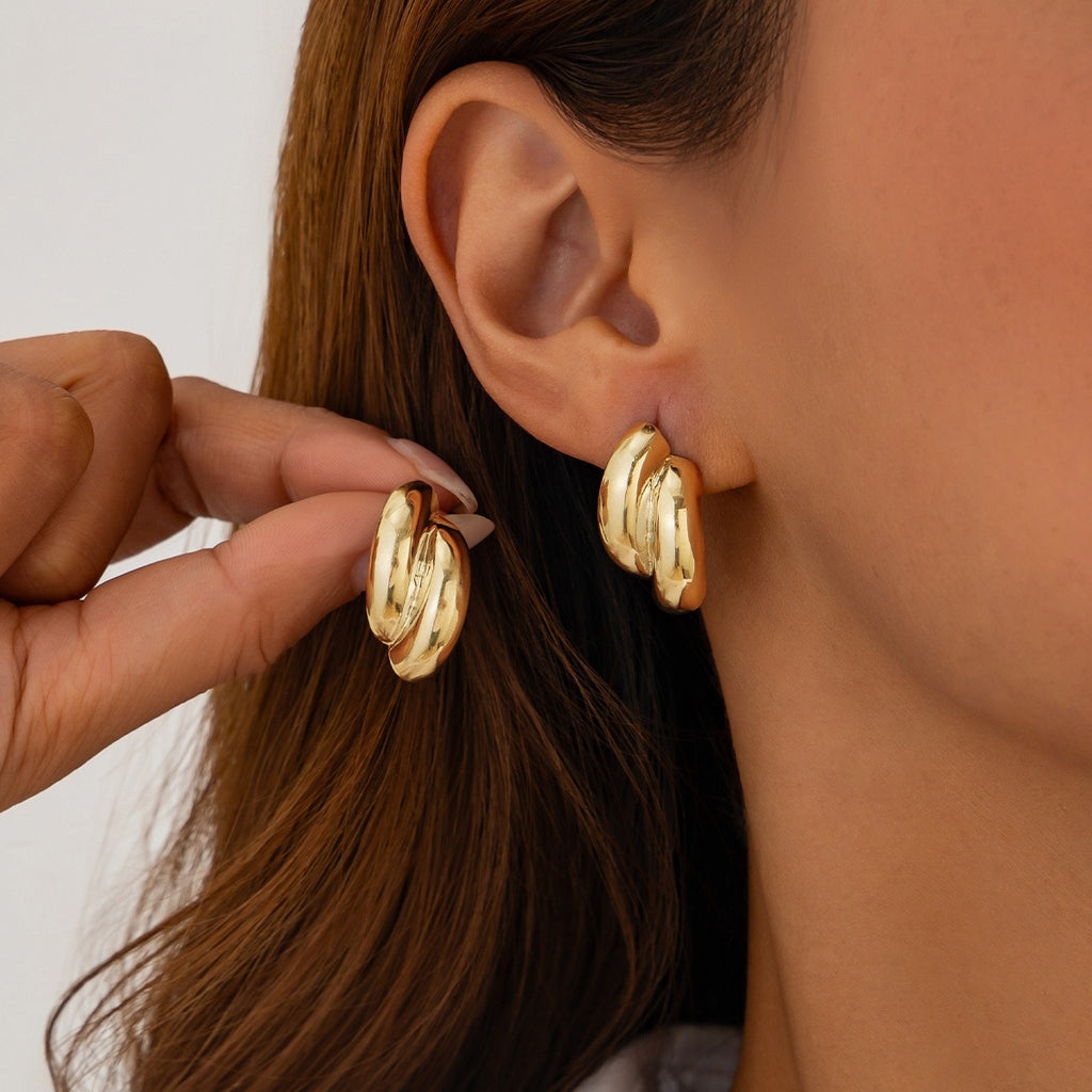 Metal Texture Glossy Geometric Earrings