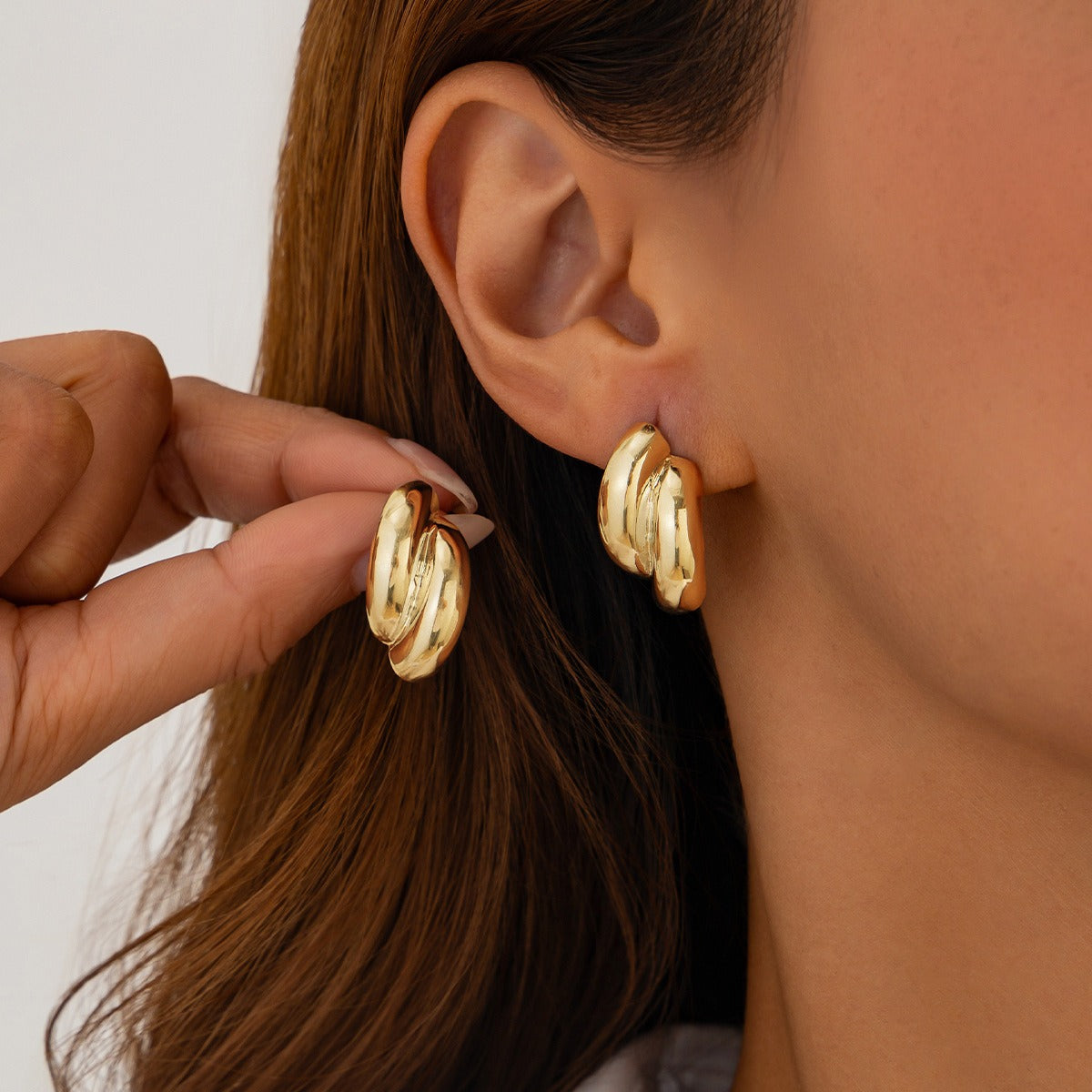 Metal Texture Glossy Geometric Earrings