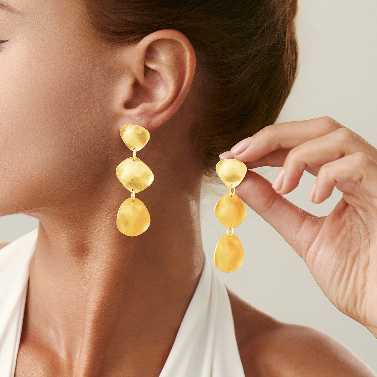 Metal Texture Glossy Geometric Earrings