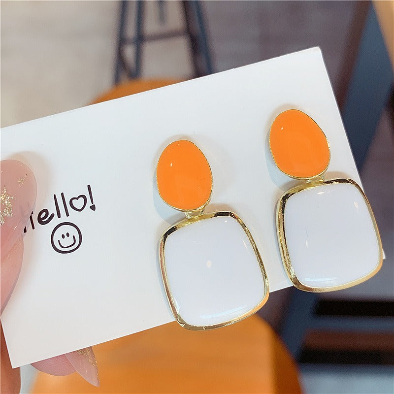 Women's Geometric Silver Needle Earrings