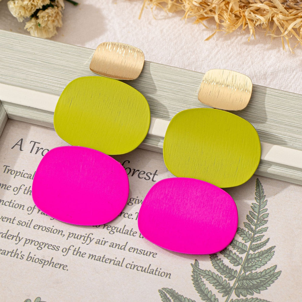 Colorful Geometric Disc Earrings for Women