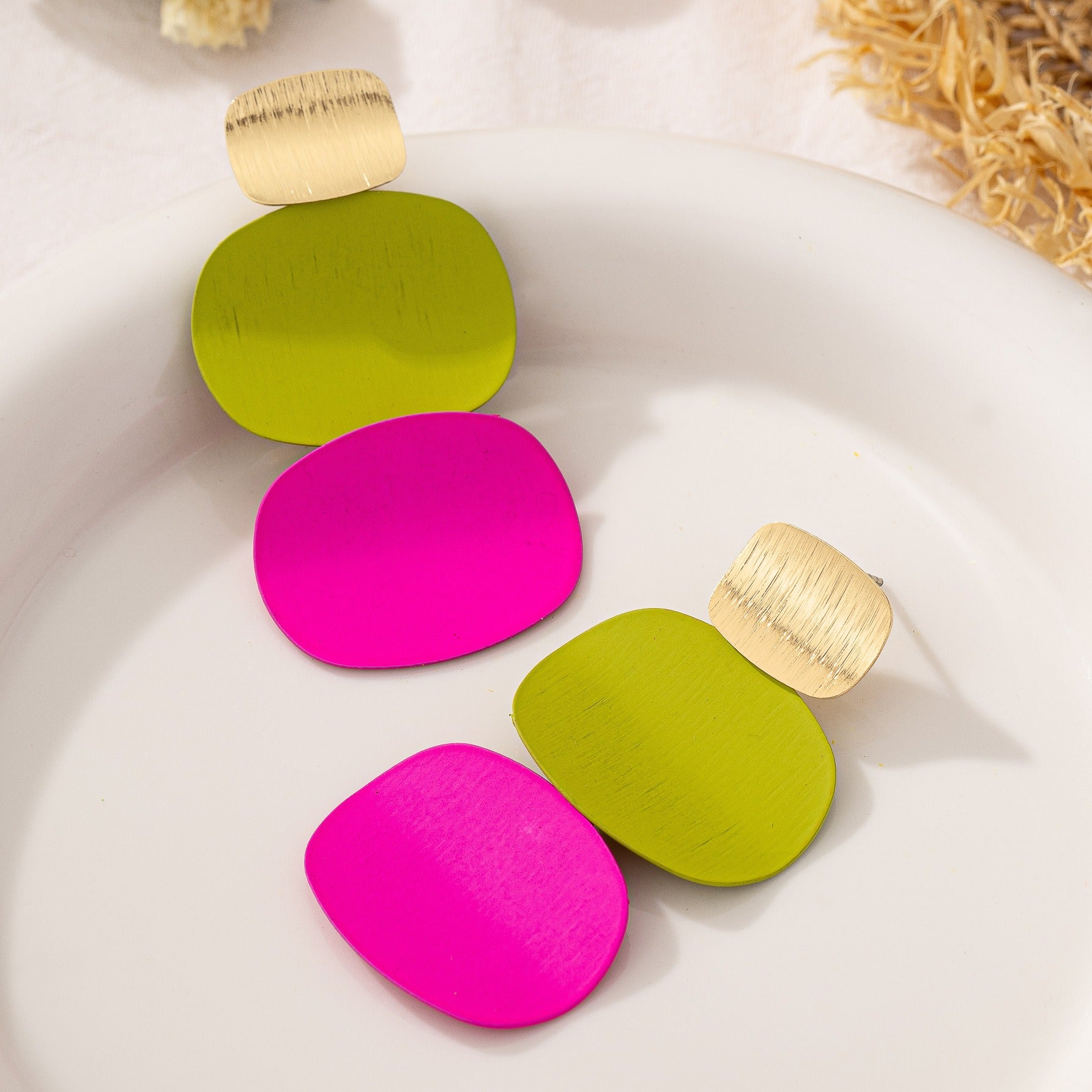 Colorful Geometric Disc Earrings for Women